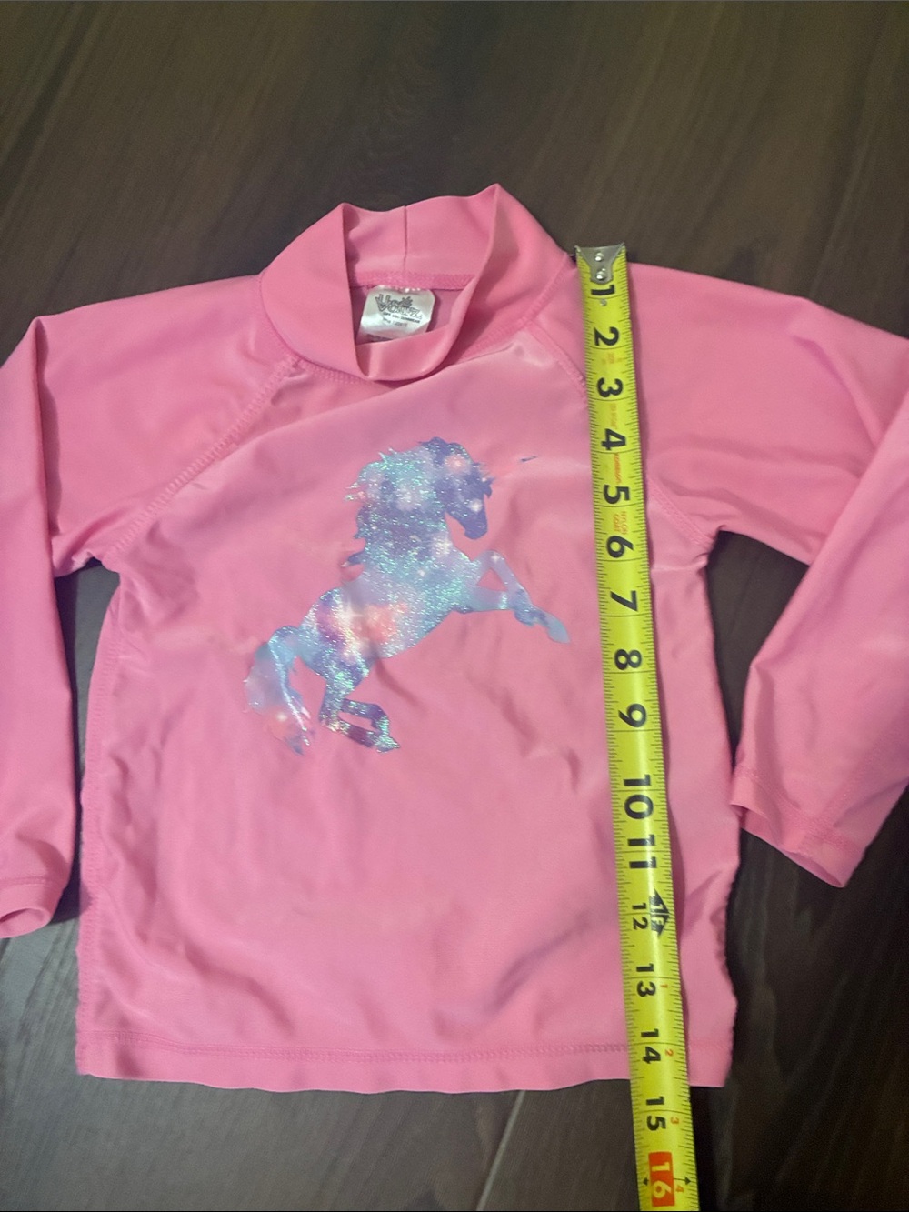 Girls' Pink Long-Sleeve Unicorn Swim Rashguard Top SZ 6